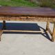 Old farmhouse table made entirely of restored solid oak.