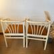 Pair of vintage wood and loop wool armchairs