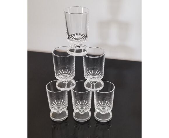Lot de 6 verres à liqueur cavalier luminarc transparent avec belle effet sous le verre vintage 70's