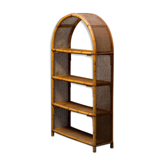 Arched bookcase bamboo design 70s vintage modern