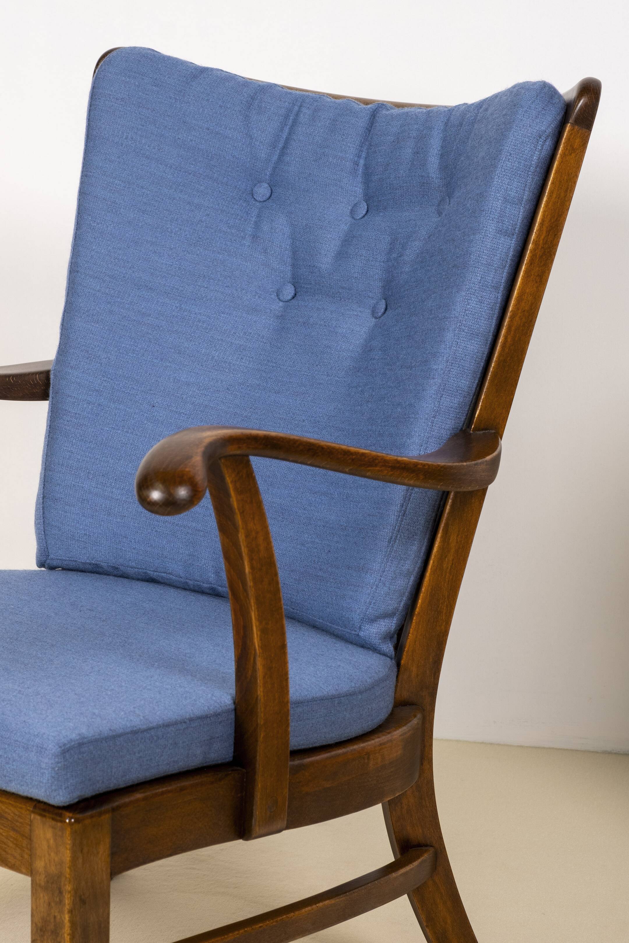 1940s Lounge Chairs by Tyge Hvass, Model 1628 for Fritz Hansen, Denmark