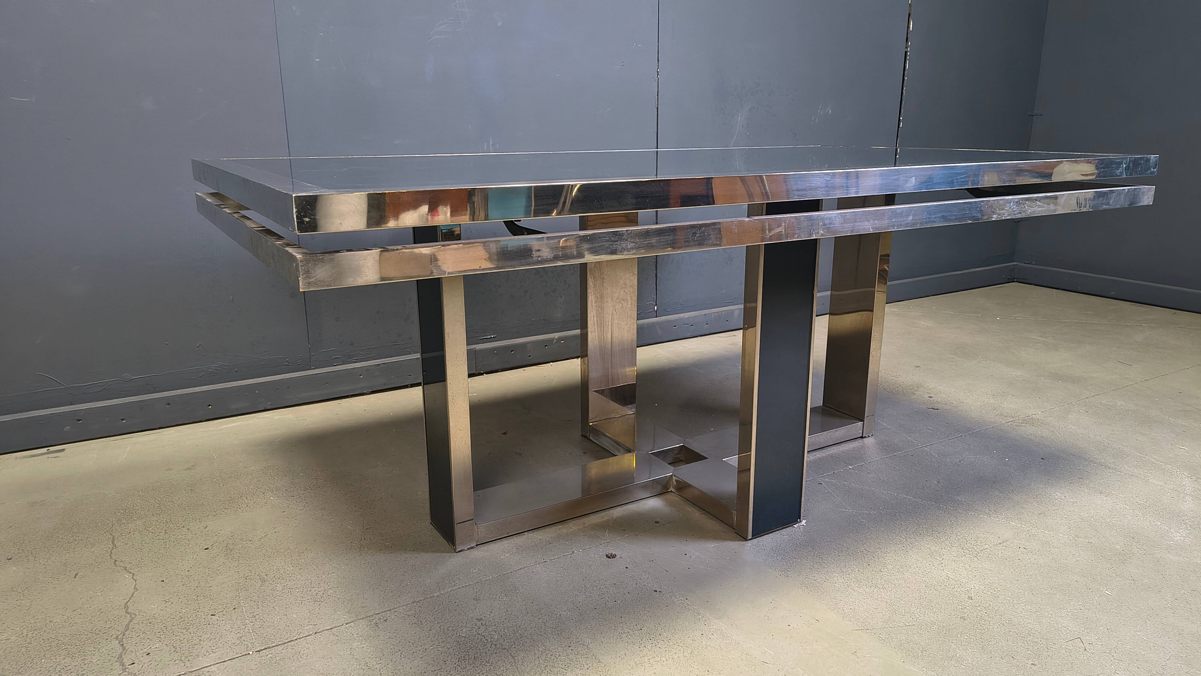 Vintage Italian chrome dining table, 1970s