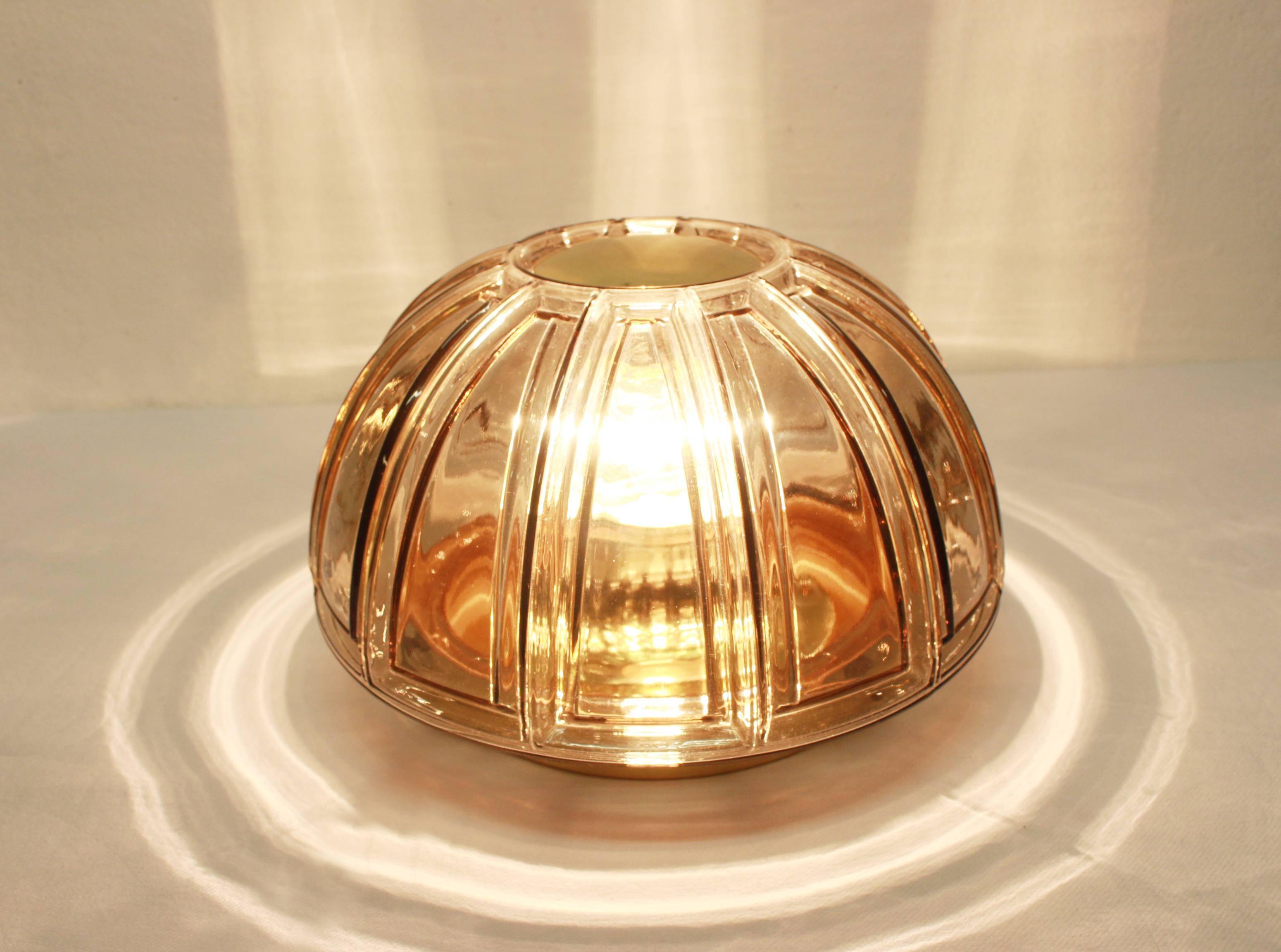 Pair of wall sconces in brass and amber glass by Limburg, Germany, 1960s.