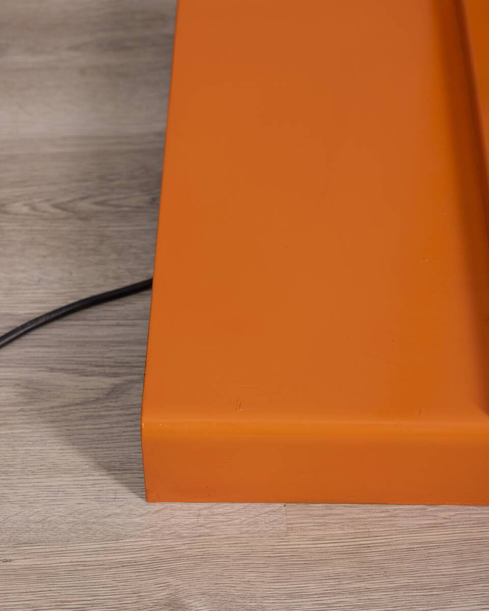 Vintage Space Age Italian Orange Metal and Acrylic Glass Floor Lamp, 1970s