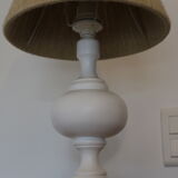 White wood lamp with rope shade