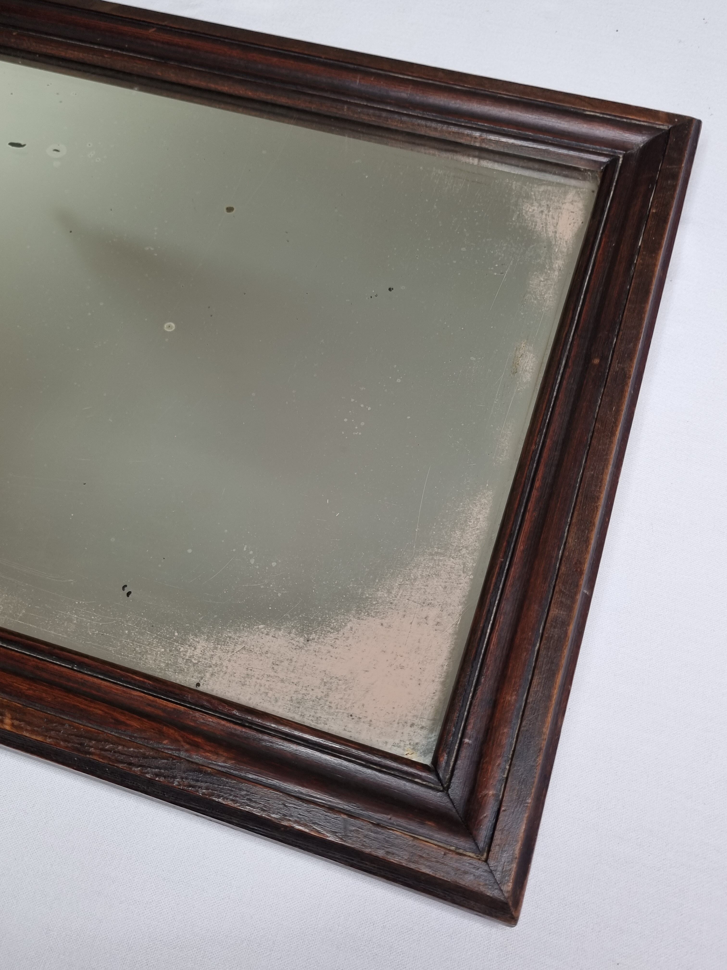 Old rectangular mirror, wooden frame 51x37cm