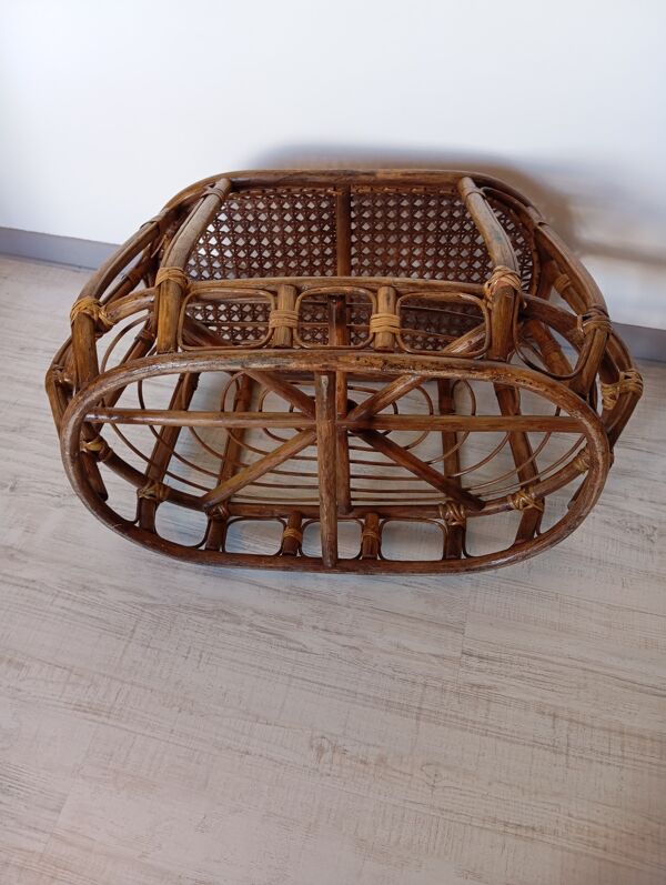 Table basse rotin et cannage
