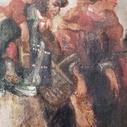 Huile sur toile "Le Gué" Ecole XIXème
