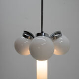 Lustre art déco en chrome et verre, années 1930