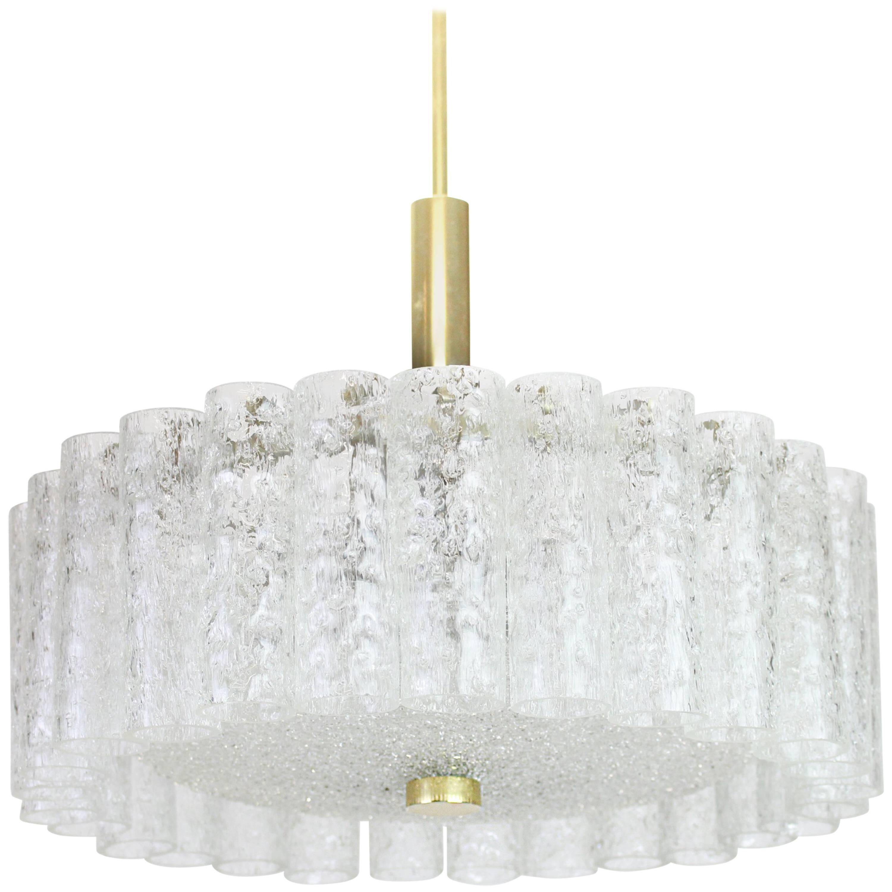 Superb glass tube chandelier from Murano by Doria, Germany, 1970s.