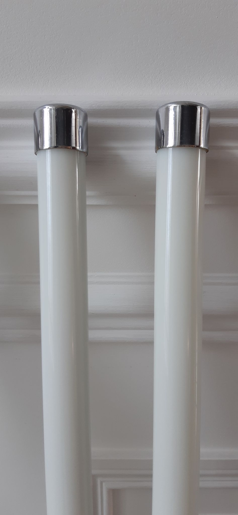 Pair of towel racks 30 years chrome brass and porcelain