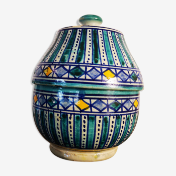 Bonbonnière pot céramique peint main