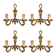 Set of four two-light wall sconces in gilded brass — Louis XVI style