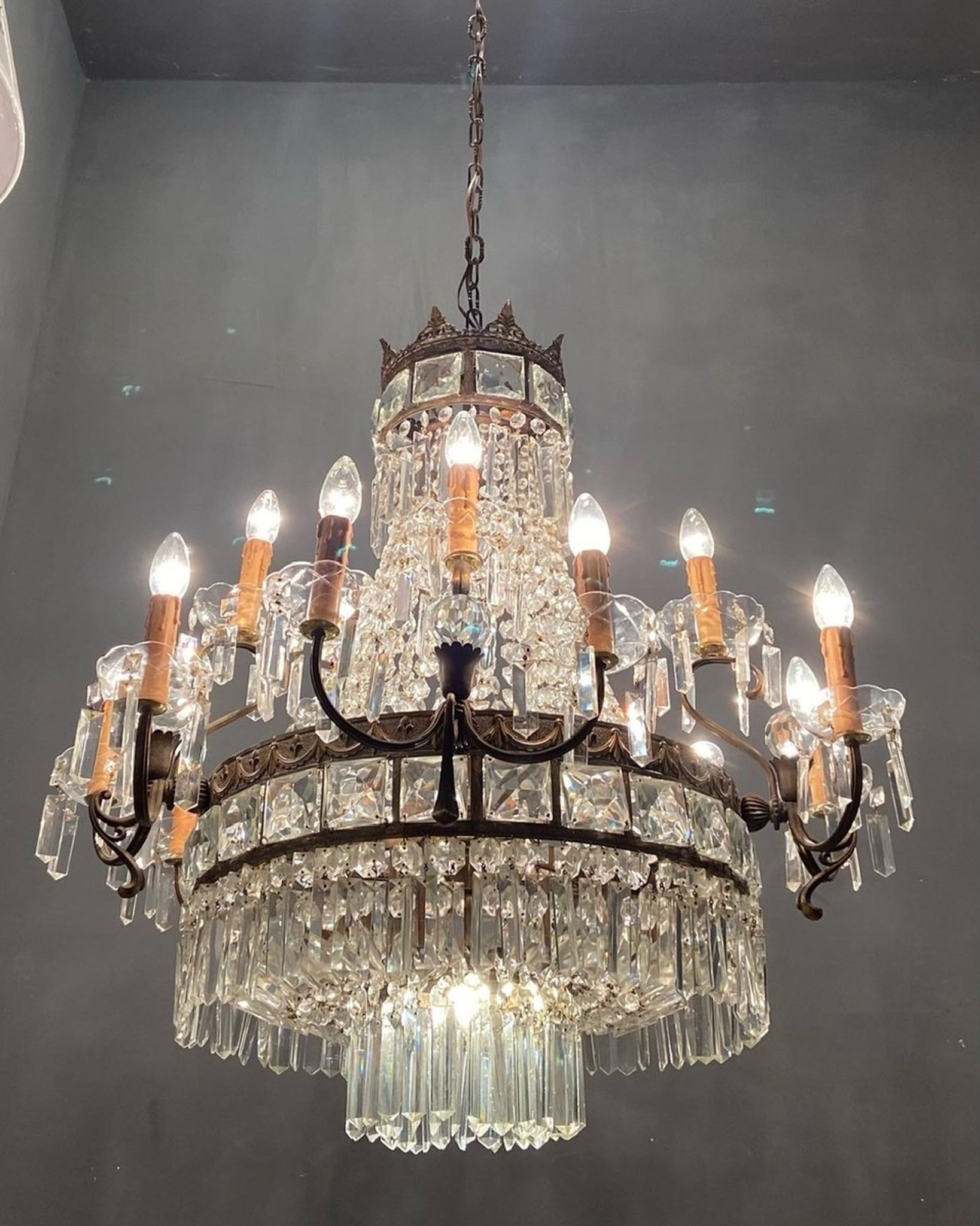 Lustre italien en cristal, années 1940