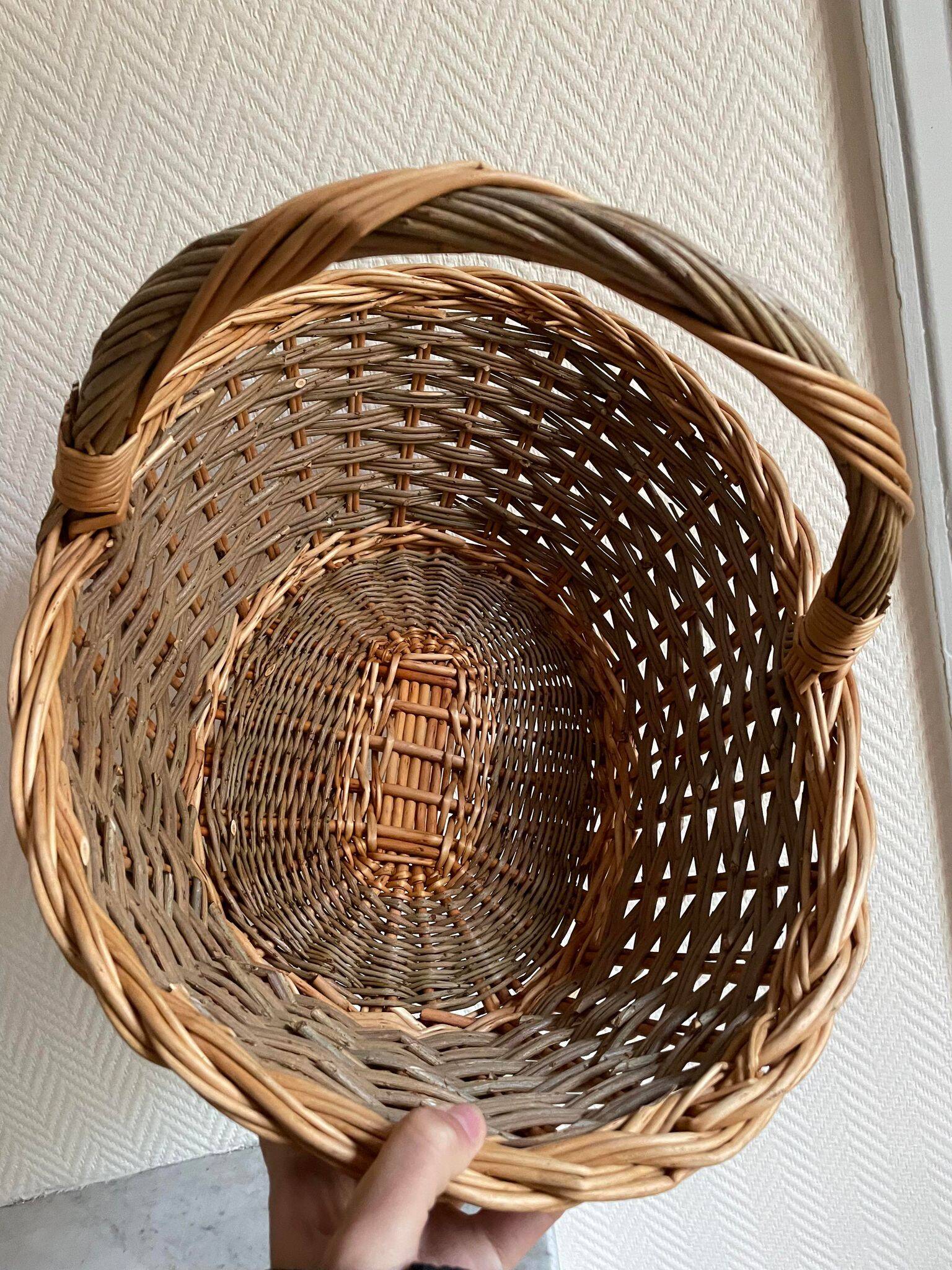 Panier osier gris vert
