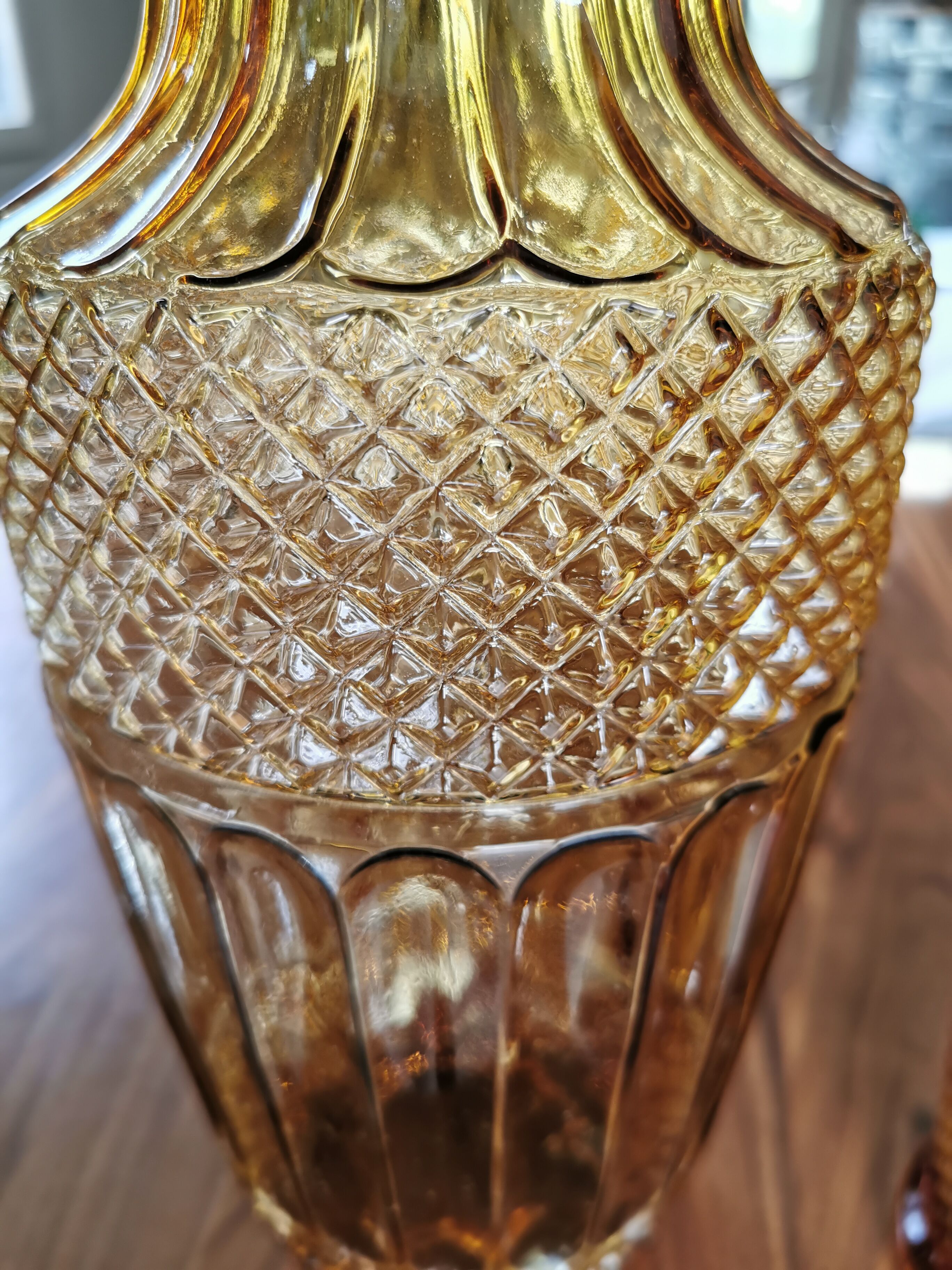 Lot of 2 large vintage vases in amber glass