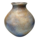 Studio ceramic vase from France circa 1960, blue-brown marbled, signed, 24 cm.