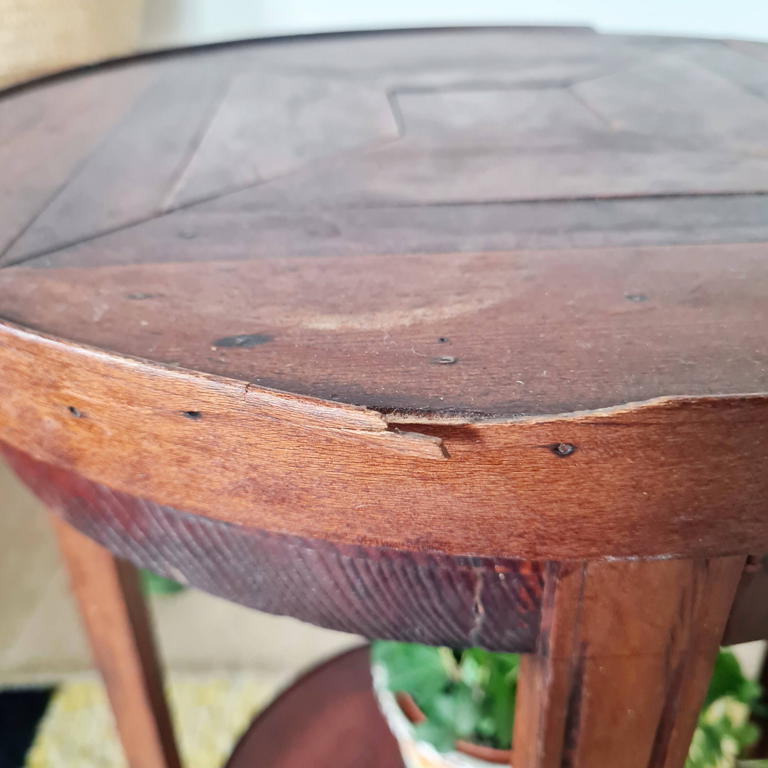 Table ancienne double plateaux ronds, sellette ou porte-plantes