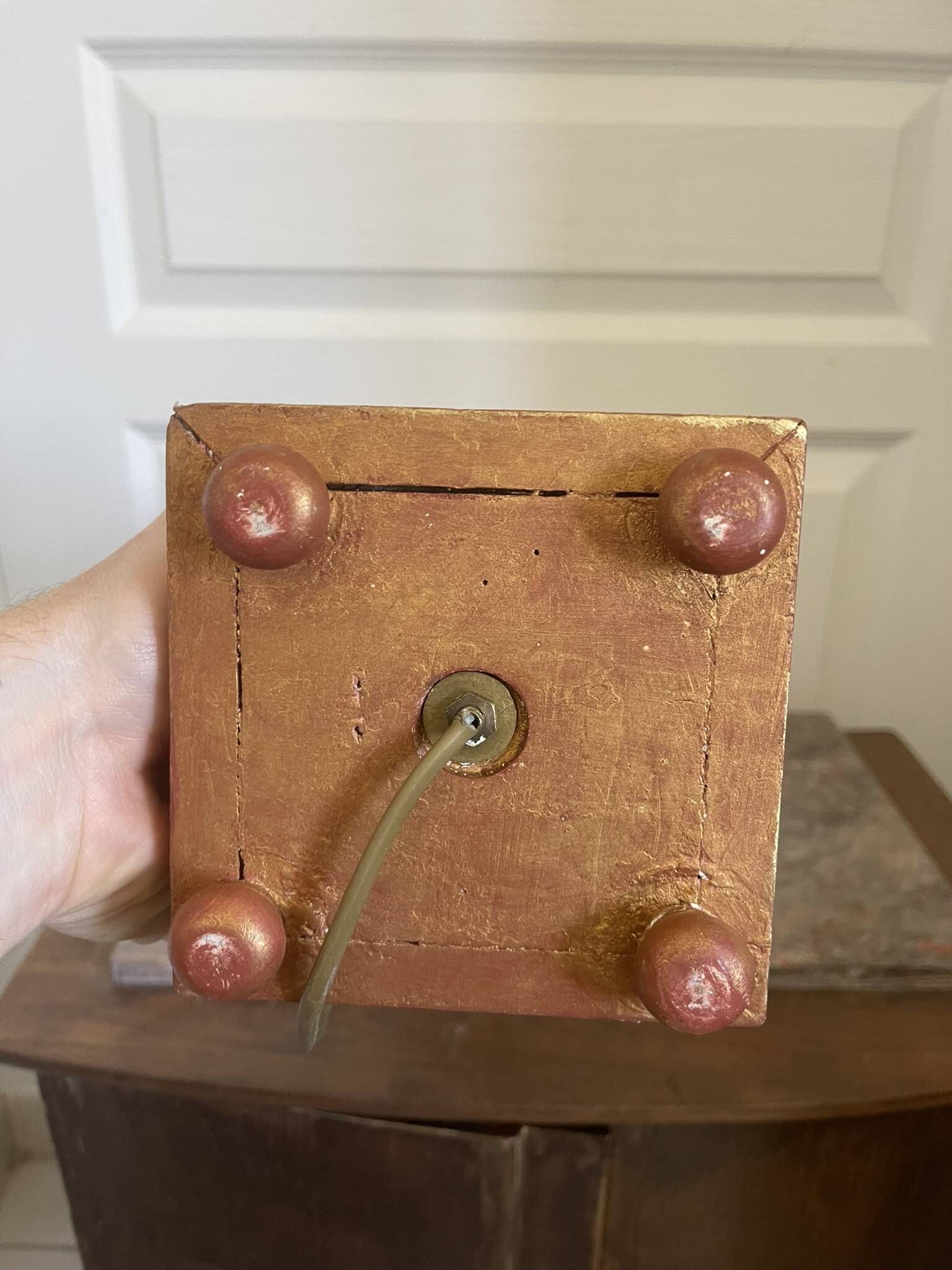 Antique Large Cassolette Lamp Empire Greek Roman Gilded Wood 19th Century 60