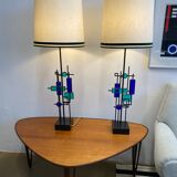 Pair of Mid-century Modern Iron and Glass Table Lamps by Svend Aage Holm Sørensen