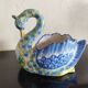 Ashtray or small planter in the shape of a swan made of Quimper earthenware.