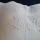 Tablecloth in very fine cotton, light ivory, 2 monograms LH.