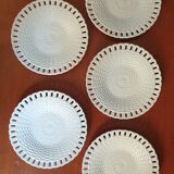 Suite of 5 openwork dessert plates