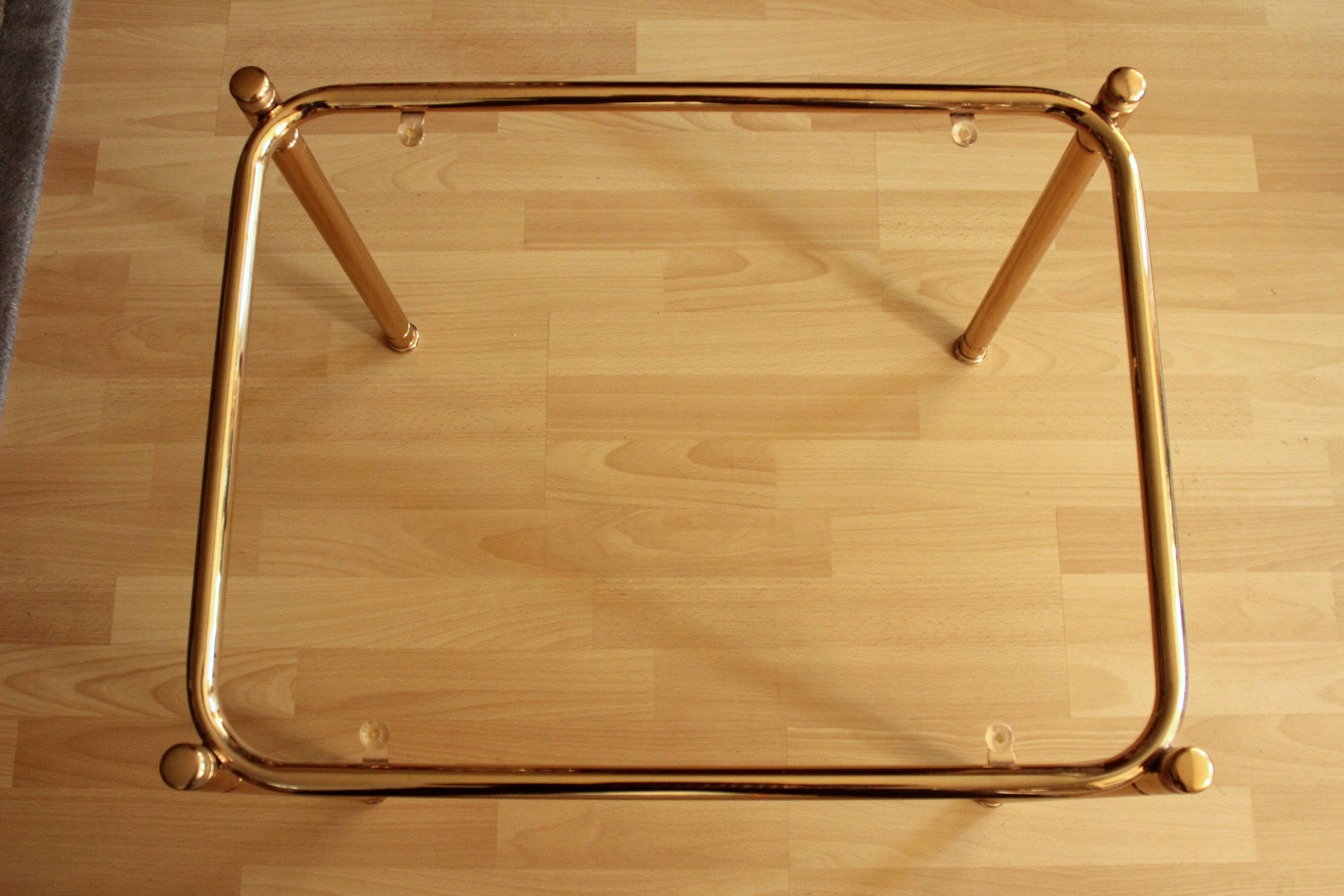 Space Age brass side table with smoked glass plate - Vintage