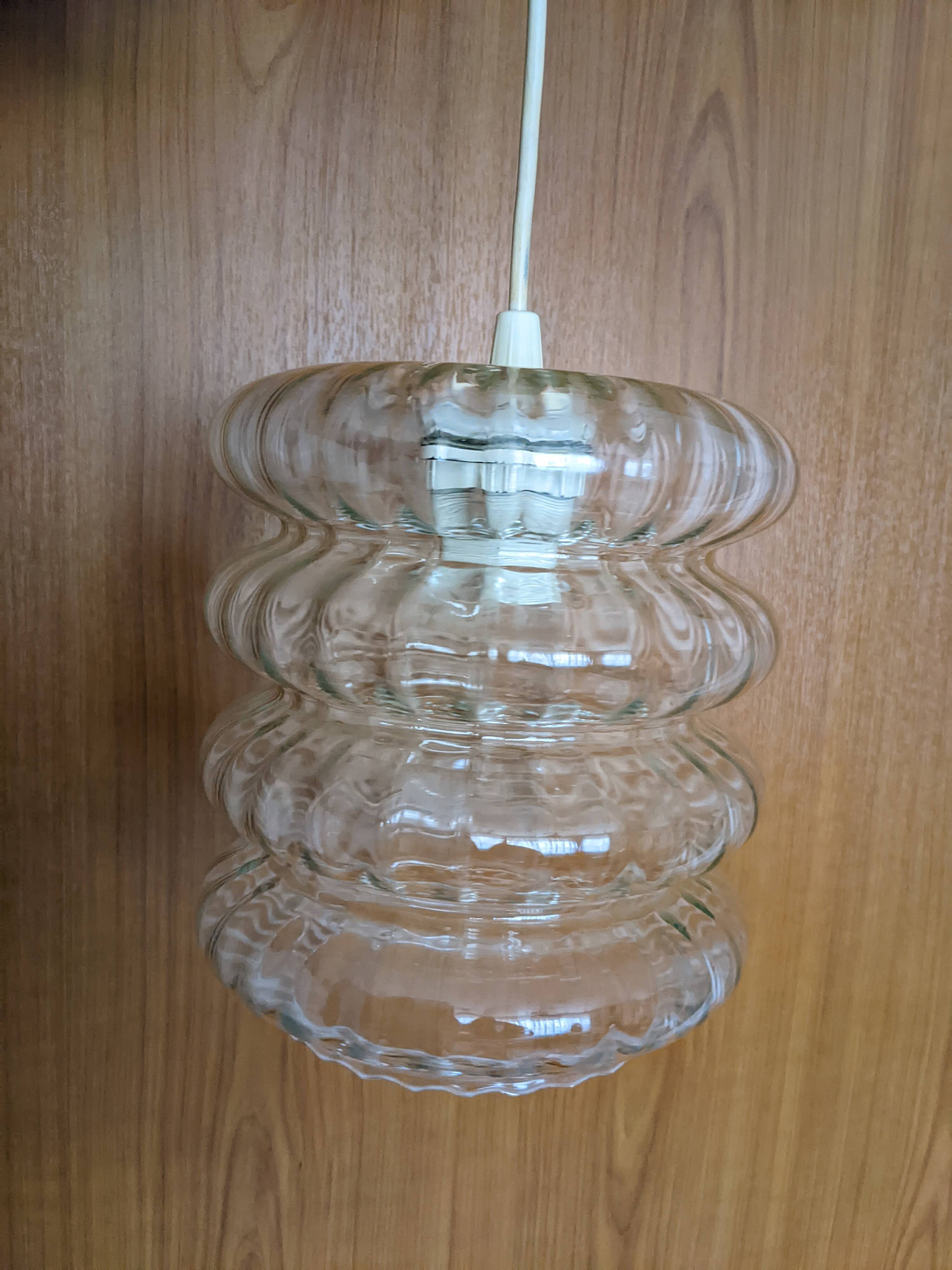 Vintage glass pendant lamp 50s