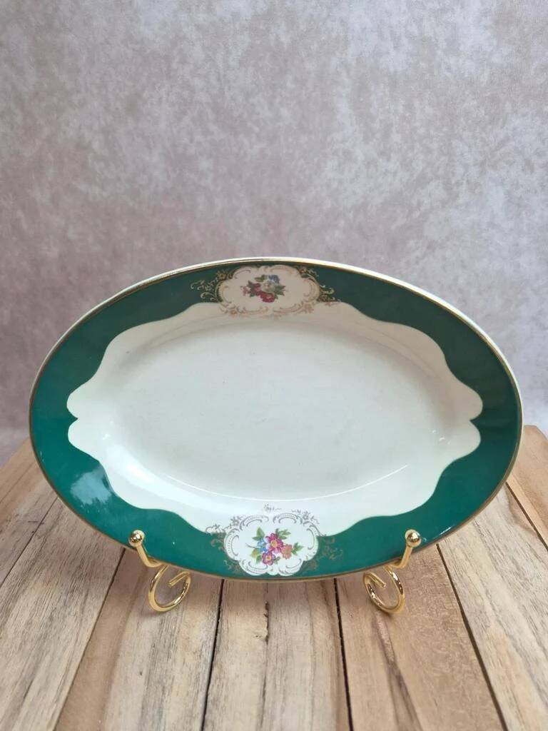 Ravier Iron Earth Digoin Sarreguemines Champagne 2 – green and flowers