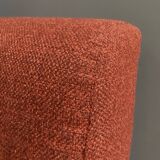 Red Brown fabric relax chair in Chrome frame 1970s