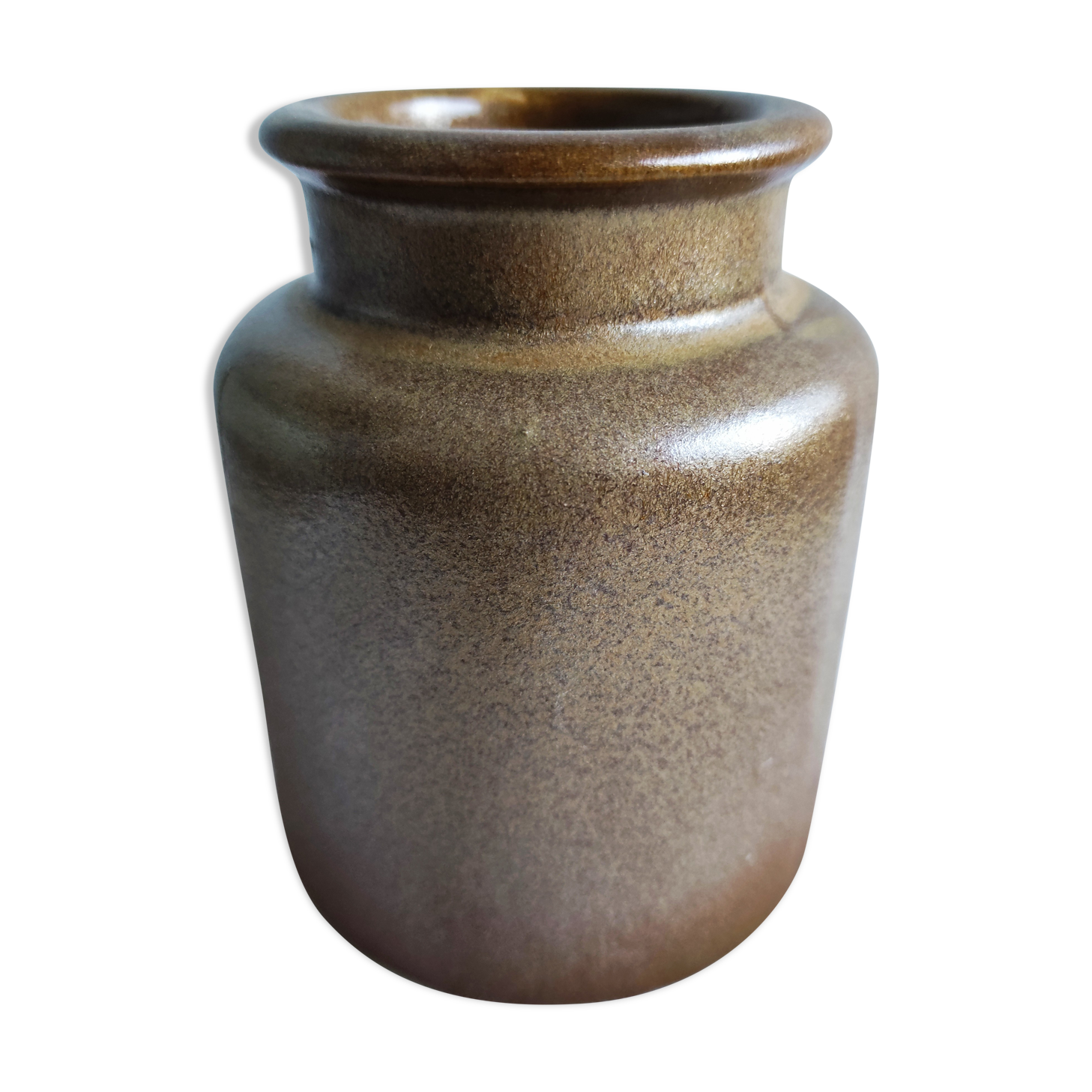Old mustard pot in enamelled sandstone