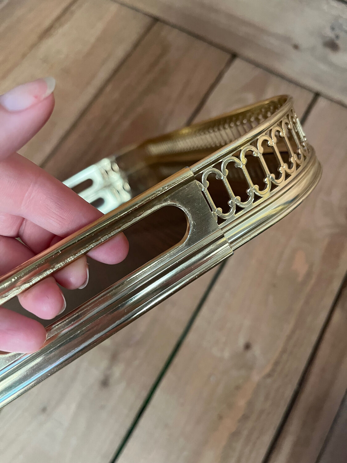 Vintage brass Formica tray