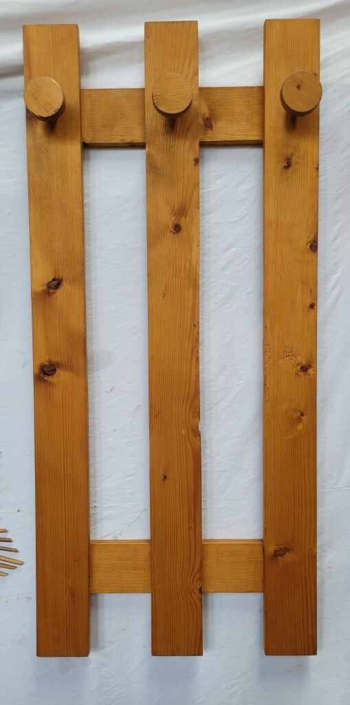 Pine coat rack, 70s.