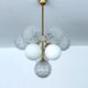 Mid Century Italian Glass & Brass Pendant Light