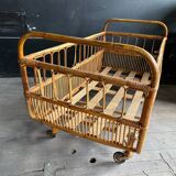 Vintage rattan and wicker children's bed