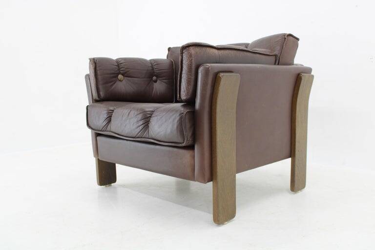 1970s Brown Leather armchair, Denmark
