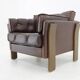 Fauteuil en cuir marron des années 1970, Danemark