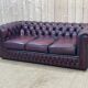 Chesterfield sofa in red leather 3 places from the 70s