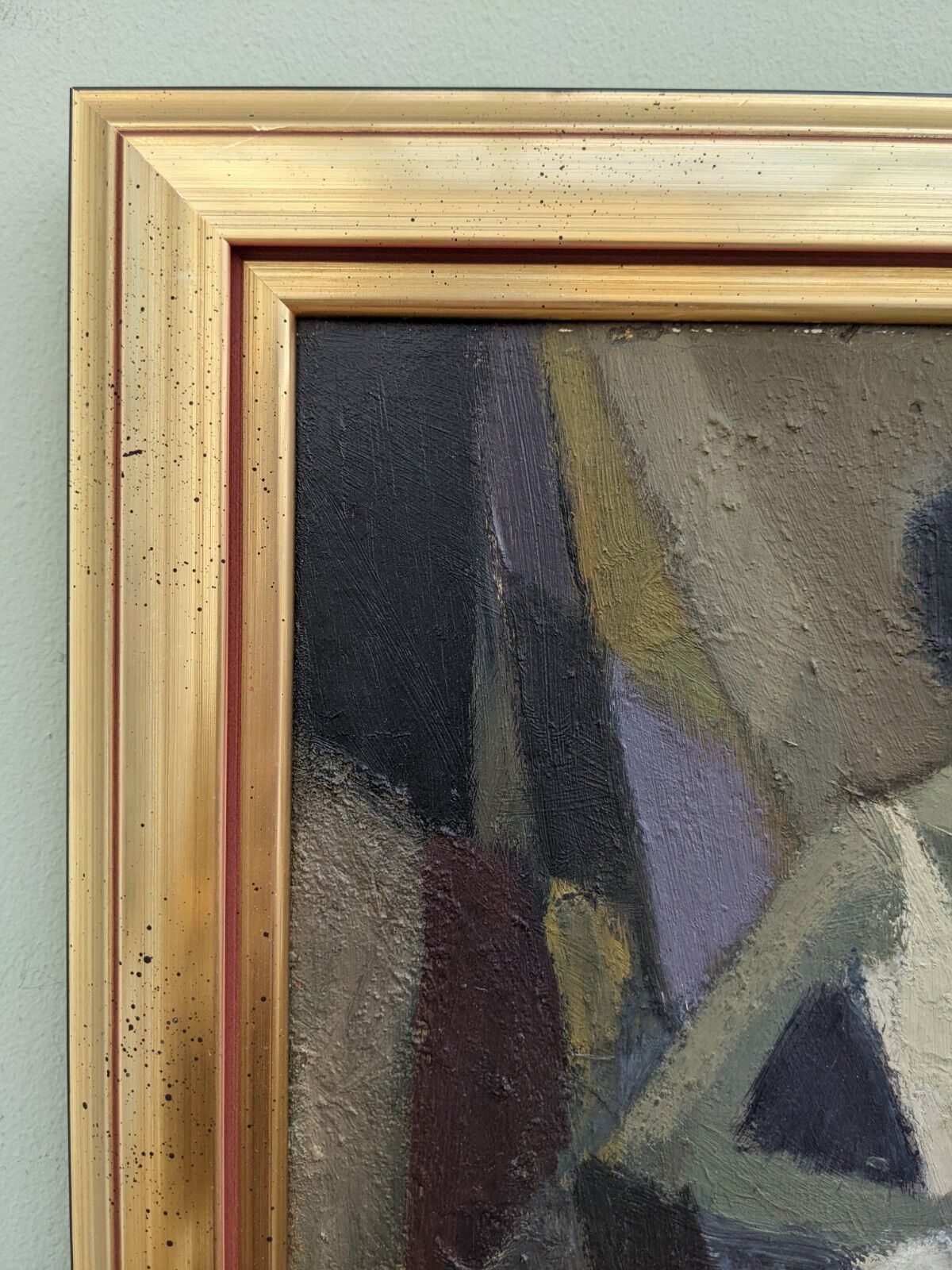 Mid-Century Modern Swedish Figurative Framed Oil Painting, "Cubist Dancer"