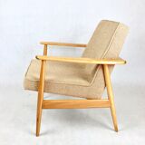 Beige boucle gfm63 lounge chair by J. Kedziorek, 1970s