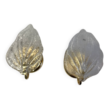 Paire d’appliques feuille verre Murano