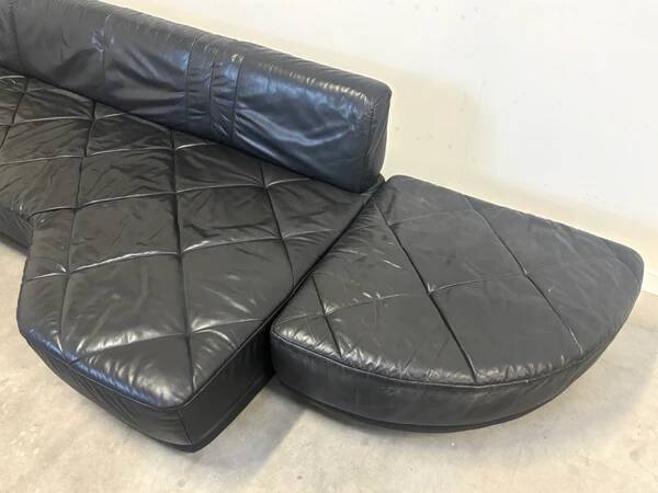 Canapé modulaire en cuir de mouton italien, design des années 1980