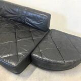 Canapé modulaire en cuir de mouton italien, design des années 1980