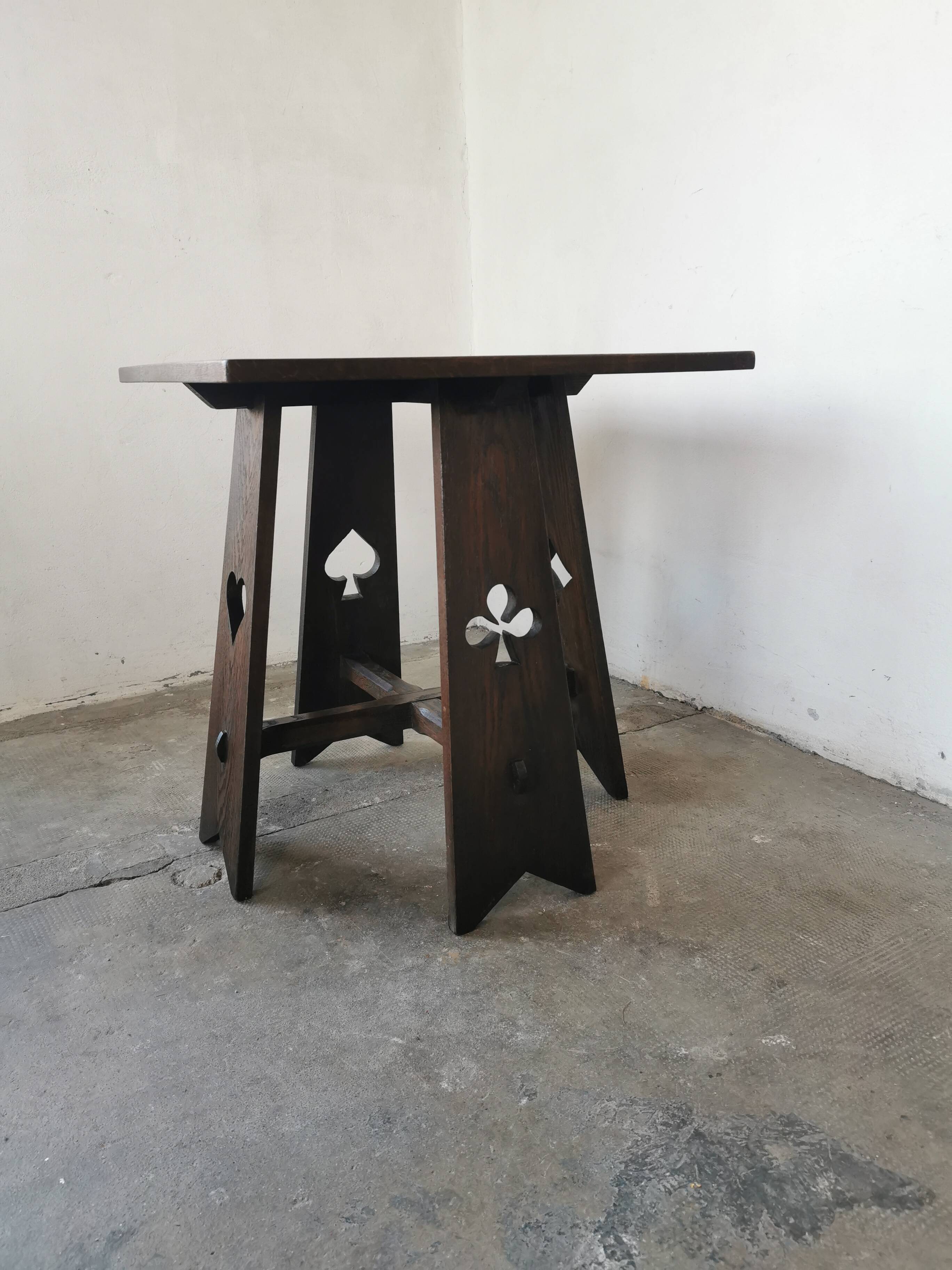 Arts and crafts style oak side table, 1950s