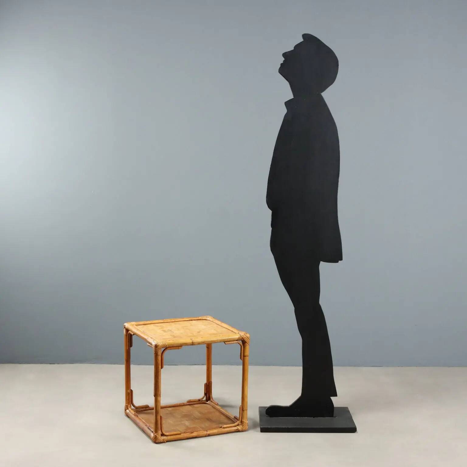 Vintage coffee table in wicker and bamboo, Italy, 1970s-1980s.