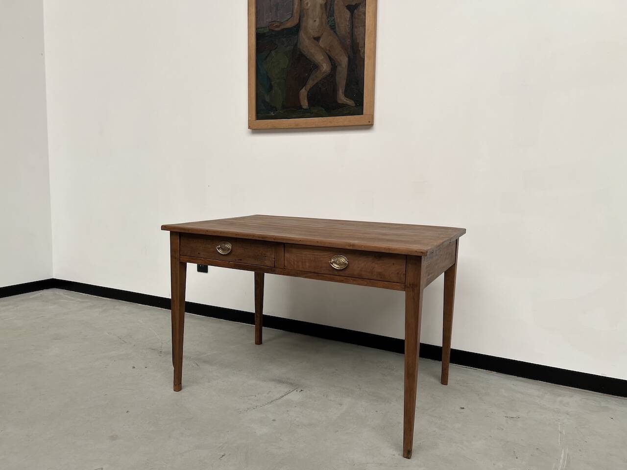 1900 solid walnut desk with two drawers