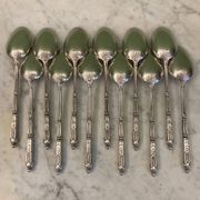 12 small silver-plated metal spoons, Russian-style handles, SAM Lux