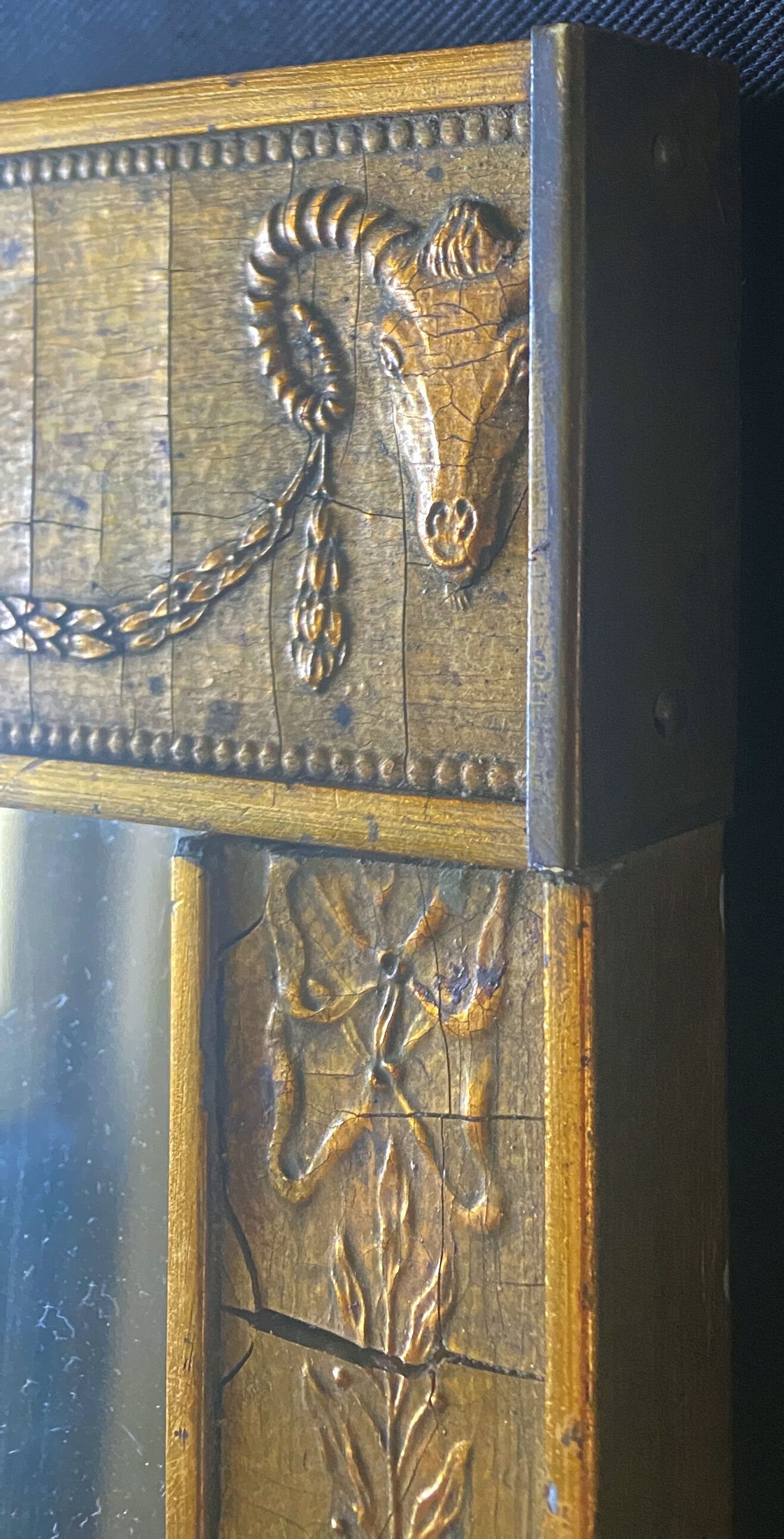 Framed mirror "friezes and ram's head" neoclassical