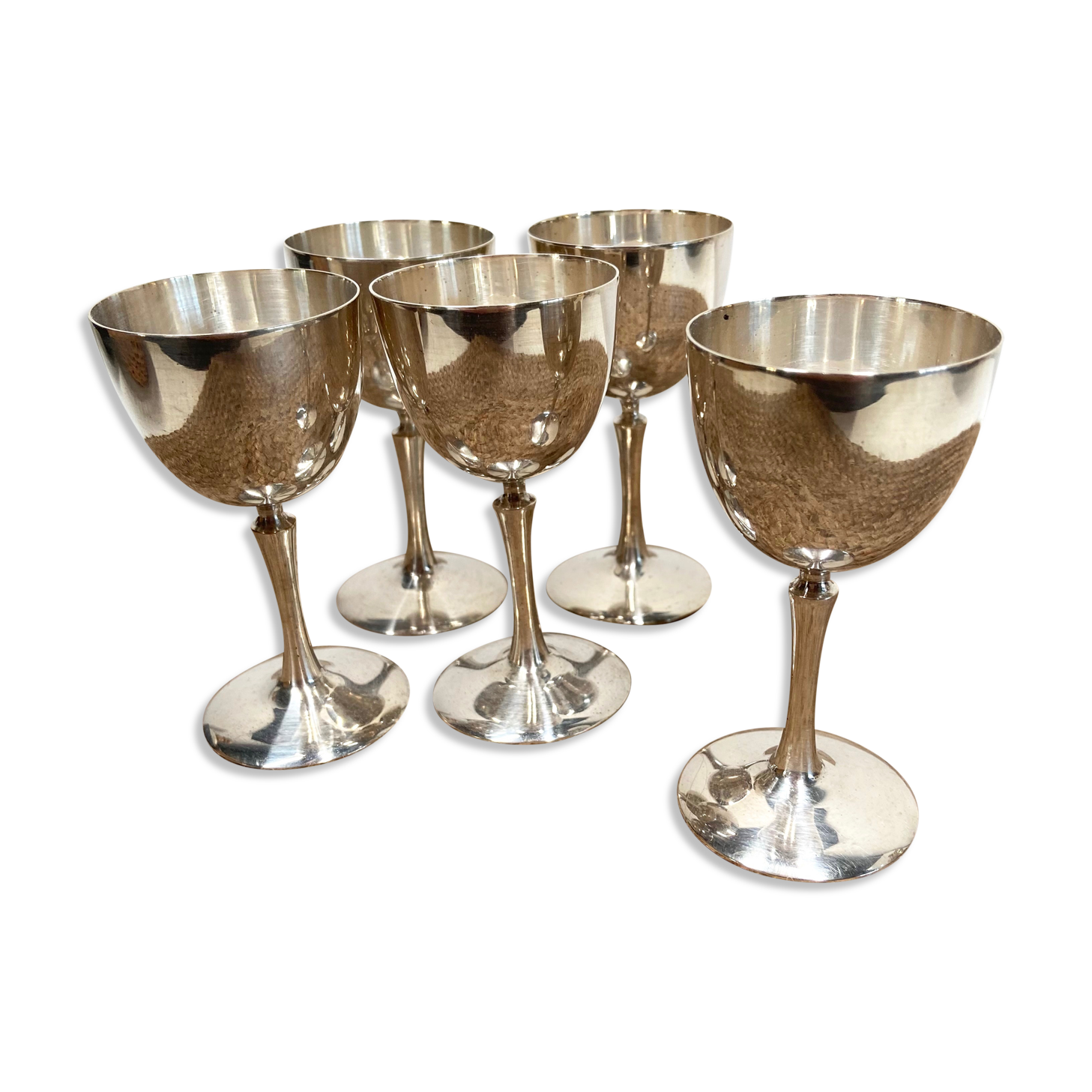 Ensemble de 5 coquetiers en métal argenté